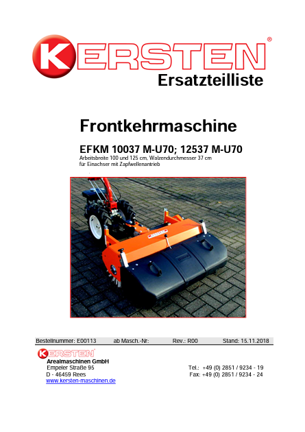 Spare Parts Lists Front Sweeper - EFKM 10037 M-U70...